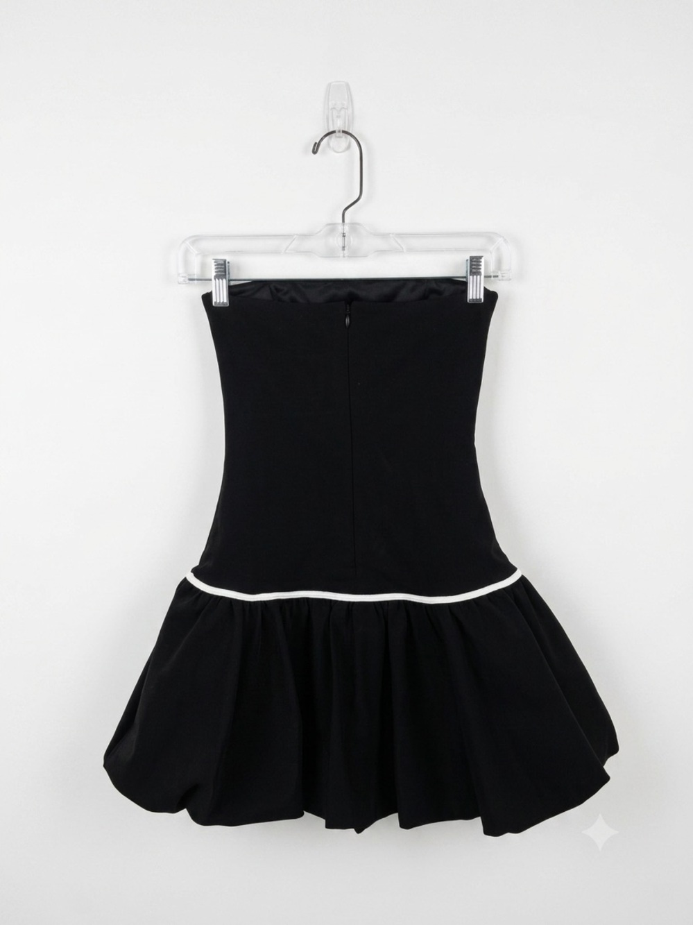 Blue Blush Black Mini Dress with White Trim - Picture 2 of 2